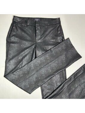 New NYDJ Faux Leather Python Print Straight Leg Pants Black Lift X Tuck Tech 4